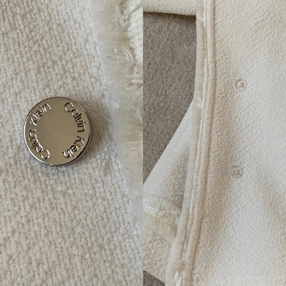 Calvin Klein cropped jacket blazer textured opened front white size Small - Picture 14 of 16